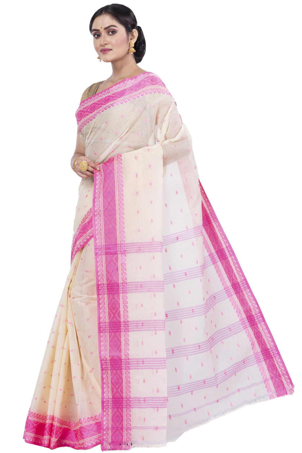 Pink Pure Cotton Boysko_Tant Tant Saree (842)